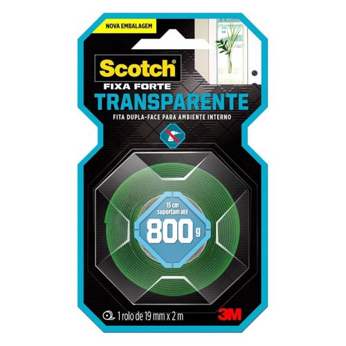 Fita 3M Dupla Face 19MMx2M Fixa Forte Transparente Scotch