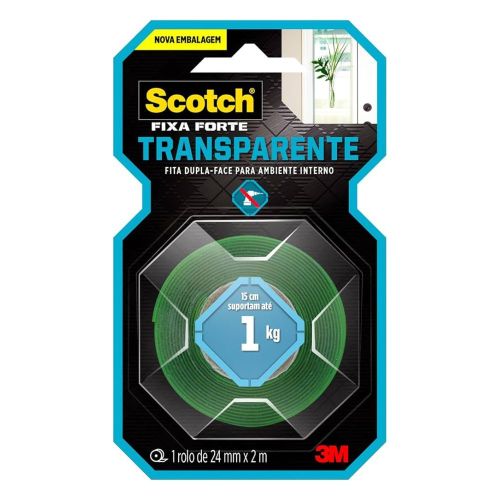 Fita 3M Dupla Face 24MMx2M Fixa Forte Transparente Scotch