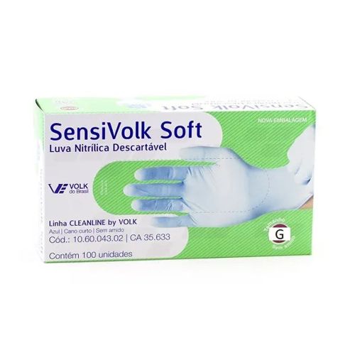 Luva Volk Proced Solf Sensivolk Azul com 100u G CA 35633