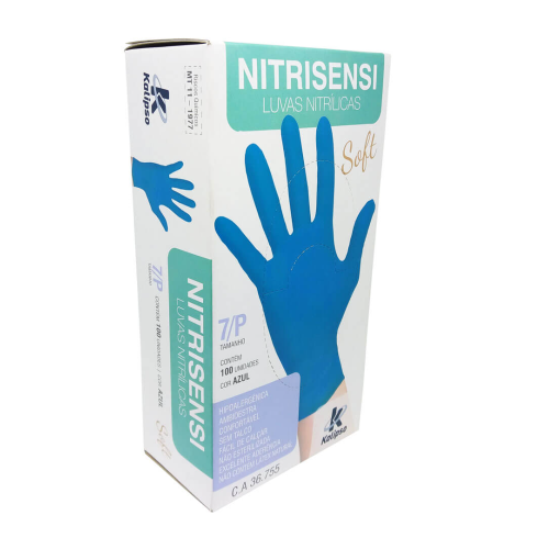 Luva Kalipso Nitrisense Sem Talco P CA 36755 c/ 100 unidades