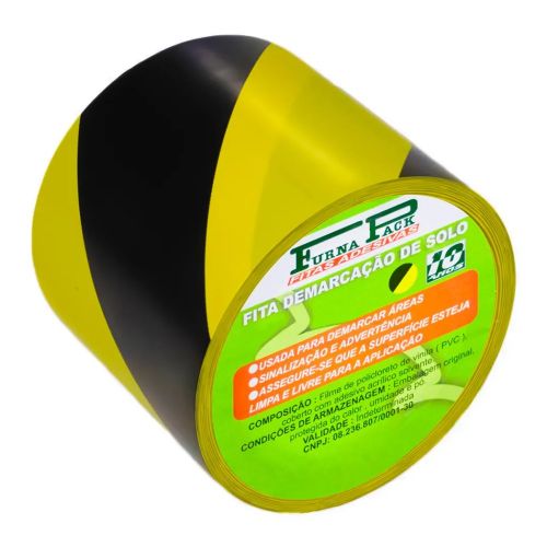 Fita Furnapack Demarcação Solo 100MMX30M Amarela e Preta