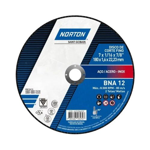 Disco Norton Corte Inox 7"X1.6X7/8" BNA12 Azul