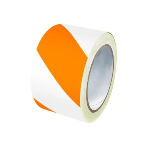 Fita Plastcor Zebrada Laranja e Branca 70MMX200M