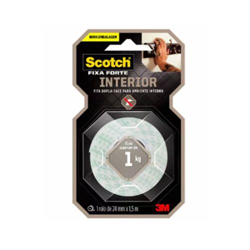 Fita 3M Dupla Face 24MMX1,5M Fixa Forte Interiores Espuma