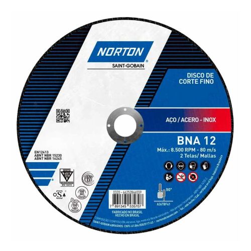 Disco Norton Corte Inox 4.1/2"X 1.0X7/8" BNA12 Azul