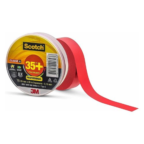 Fita 3M Isolante 19MMX20M 35+ Vermelha