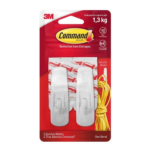 Gancho Adesivo Plástico Médio Command 3M