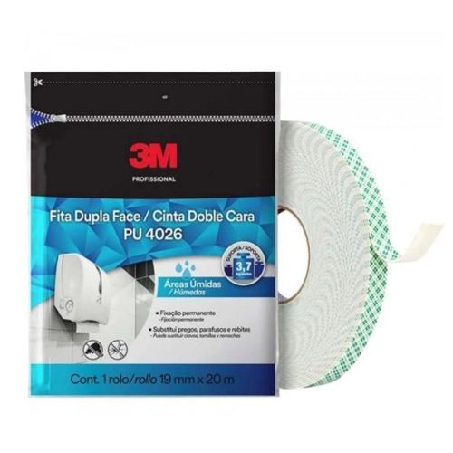 Fita 3M Dupla Face 19MMX20M Adesiva Espuma 4026