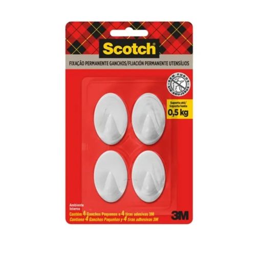 Gancho 3M Adesivo Scotch Branco Pequeno